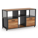 Axyaa Wood File Cabinet with 2 Drawers, Mobile Lateral Filing, Printer Stand