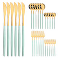 Axyaa Mint Gold Cutlery Set Stainless Steel Silverware Kitchen Tableware