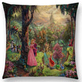Axyaa Rustic Landscape Castle Lighthouse Oil Painting Cushion Cover