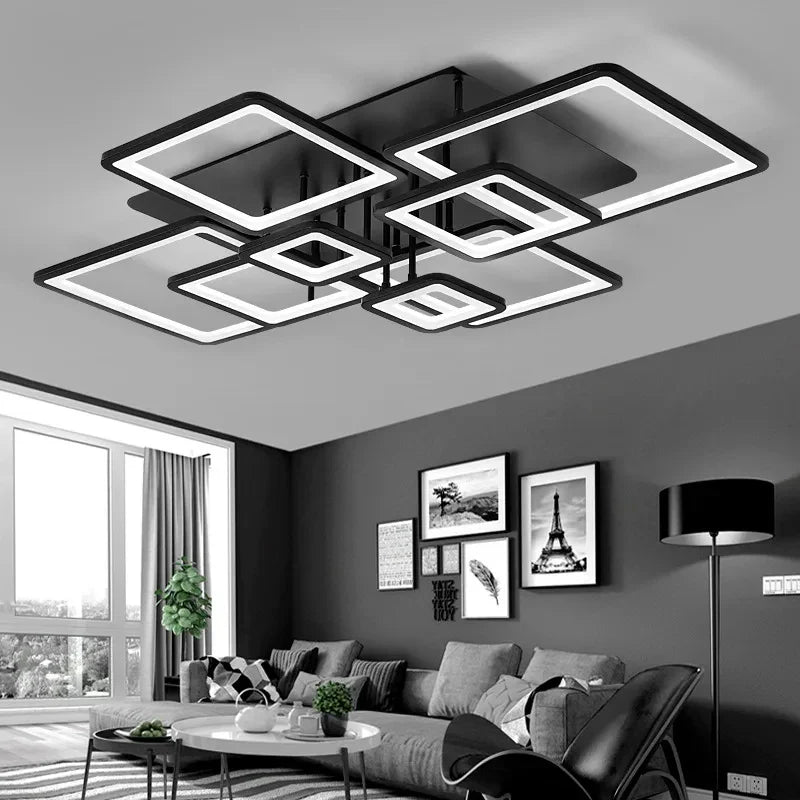Nordic Black LED Ceiling Lamp for Modern Living Room, Bedroom, Study, Dining Room by Axyaa