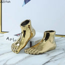 Axyaa Foot-shaped Ceramic Flower Vase Desktop Decorative Hydroponic Vase Craft