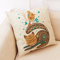 Axyaa Cartoon Cat Linen Pillowcase - Modern Home Decor, Kids Room Pillow Cover