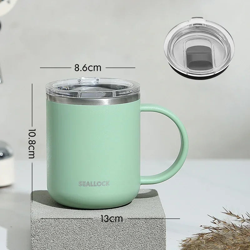 Axyaa Stainless Steel Double-Layer Water Cup with Lid for Home & Office