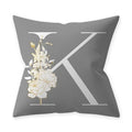 Axyaa Grey Flowery Print Alphabetic Cushion Cover for Home Sofa Decor 45x45cm