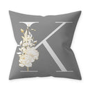 Axyaa Grey Flowery Print Alphabetic Cushion Cover for Home Sofa Decor 45x45cm