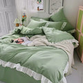 Axyaa Princess Style Bedding Set - Woman's Solid Color Ruffles Duvet Cover & Sheets