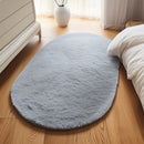 Axyaa Oval Gray Plush Carpet - Soft Fluffy Rug for Children's Bedrooms