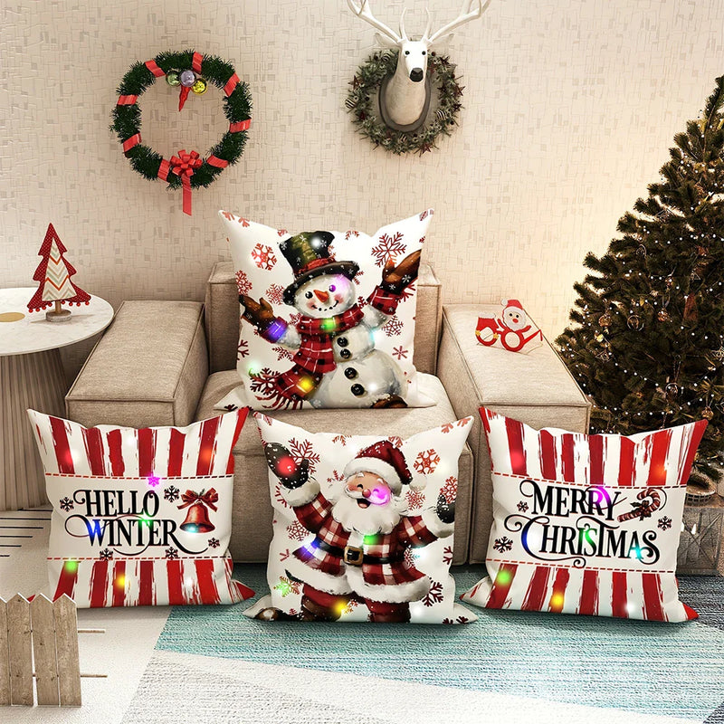 Axyaa Christmas LED Luminous Pillowcase - Santa Claus Snowman Design