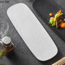 Axyaa Stone Patterned Frosted Ceramic Sushi Plate Set