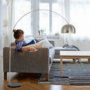 Axyaa Nordic Marble Arc Floor Lamp Silver Wood Finish