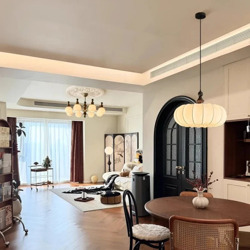 Axyaa Retro Fabric Wood Chandelier Classic Pendant Light Collection
