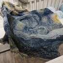 Axyaa Knitted Starry Night Throw Blanket with Tassels for Home Decor