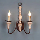 Axyaa Retro French Double Head Wall Sconce Solid Wood Iron Lamp for Bedroom