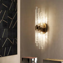 Axyaa Water Ripple Crystal Copper Wall Lamp: Modern Minimalist LED Glass Lighting.