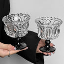 Axyaa Retro Embossed Tall Glass Goblet Nordic Style Coffee Cup Home Decor