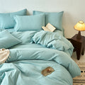 Axyaa Washed Cotton Duvet Cover Set - Blue, Soft, Breathable, Four Season Bed Linens