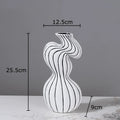 Axyaa Striped Ceramic Vase for Artificial Flowers, Elegant Desk Decoration