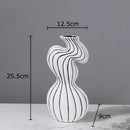 Axyaa Striped Ceramic Vase for Artificial Flowers, Elegant Desk Decoration