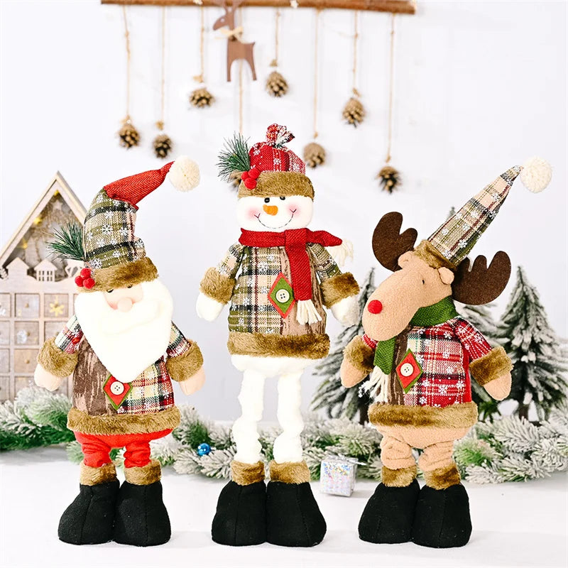 Axyaa Christmas Doll Ornaments Santa Snowman Elk Flexible Decor Xmas Gift