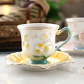 Axyaa Camellia Flower Ceramic Coffee Cup Saucer Set - Embossed Floral Design Mug Home Gift