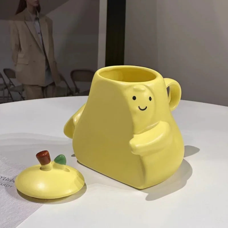 Axyaa Ceramic Couples Pear Mugs - Hugging Pear Milk Cups