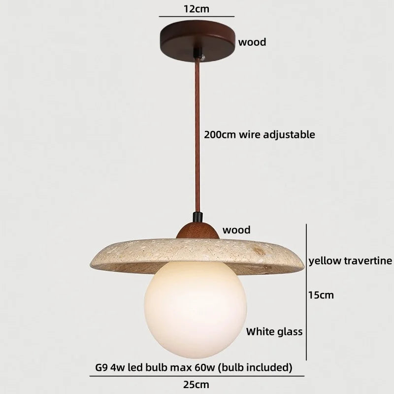 Axyaa White Glass Ball LED Pendant Lights Wabi Sabi Hanging Lamp