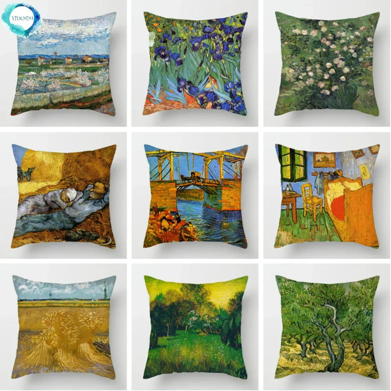 Axyaa Van Gogh Mandala Floral Throw Pillow Cover for Home Decor