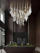 Axyaa Luxury Villa Hall LED Chandelier with Custom Glass Pendant Light