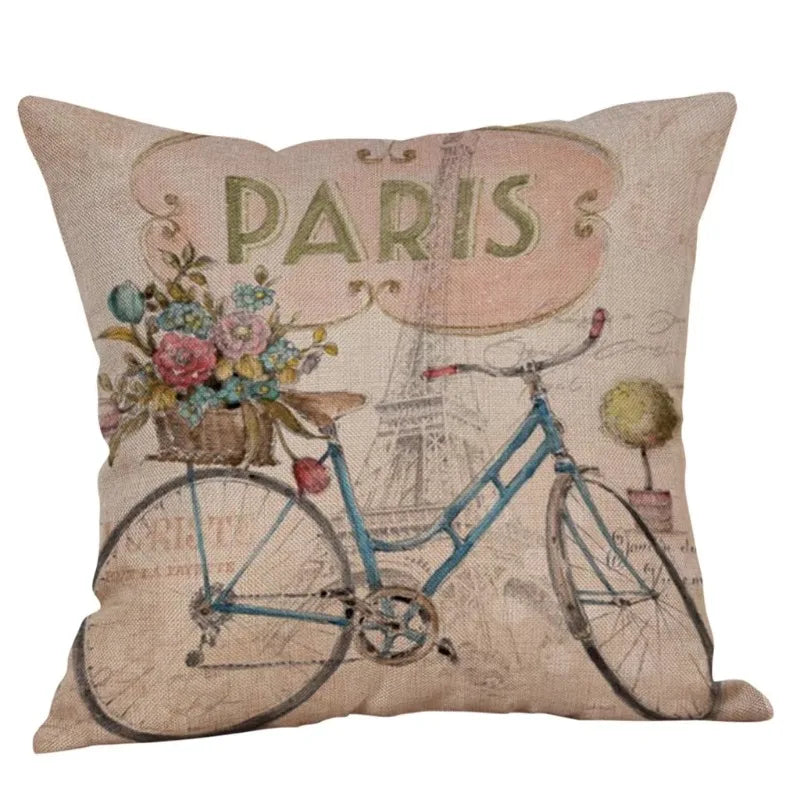 Axyaa Butterfly Linen Pillow Cover, 45X45CM