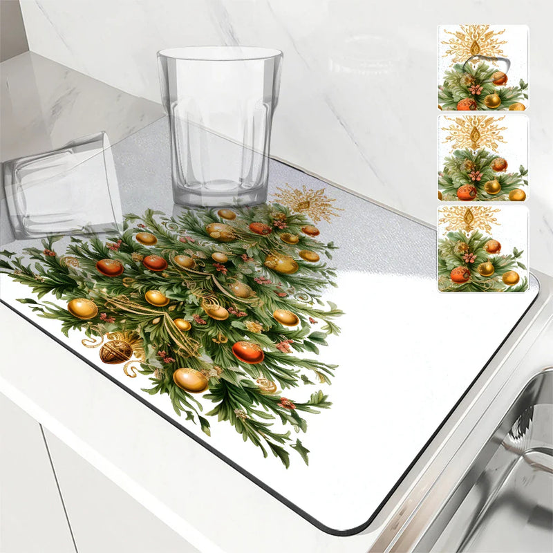 Axyaa Christmas Tree Kitchen Drying Mat