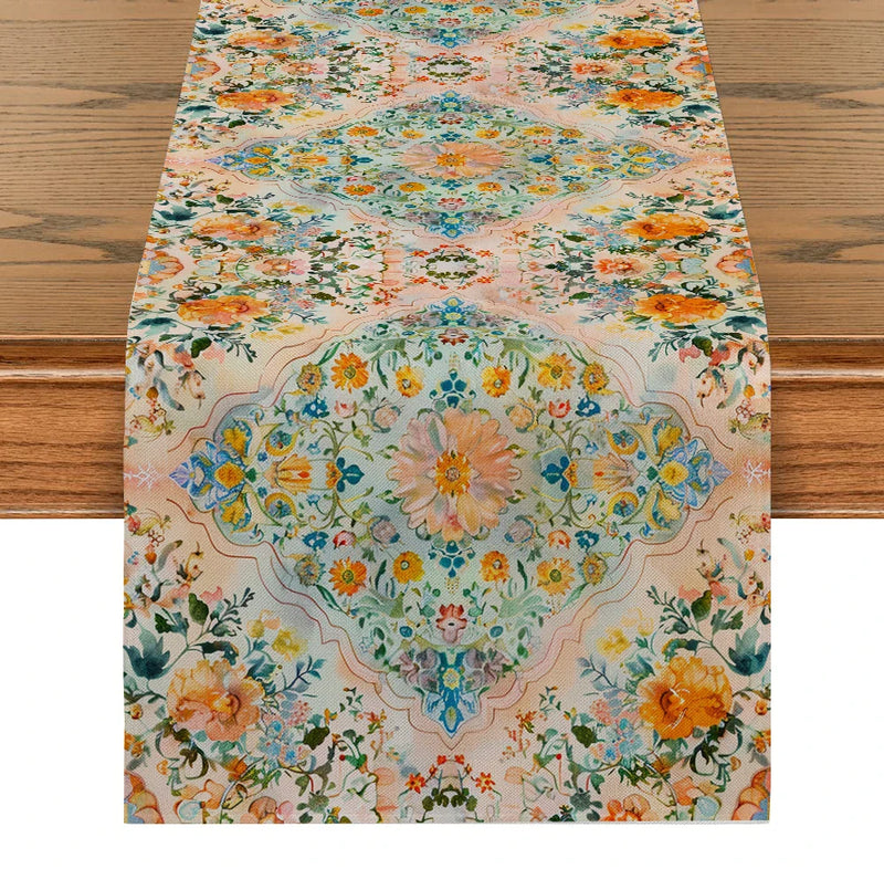 Axyaa National Style Table Runner - Retro Pattern for Dining Decor and Wedding
