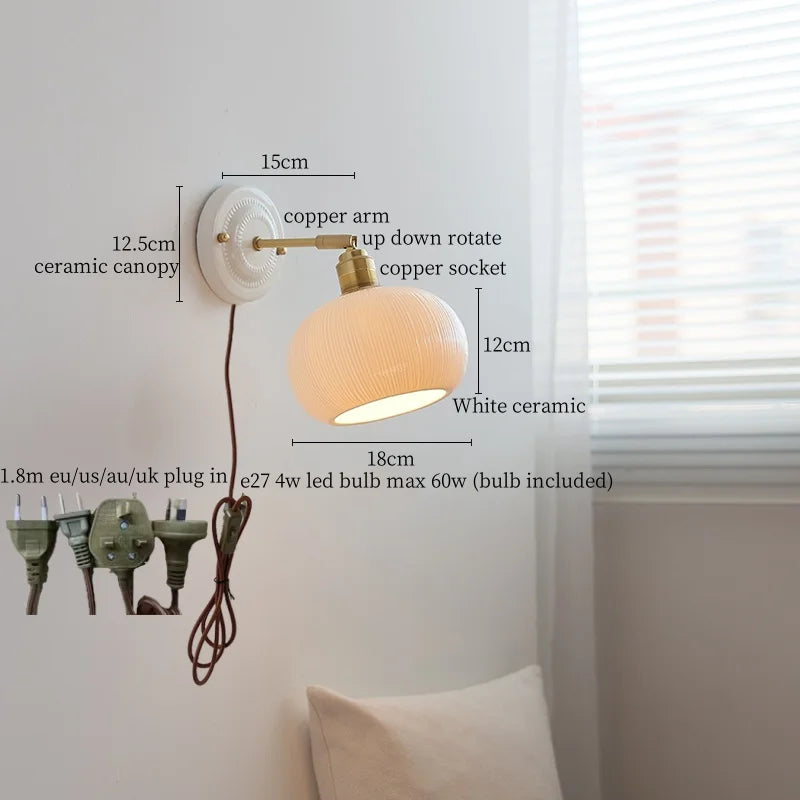 Axyaa Ceramic Pumpkin LED Wall Light - Nordic Minimalism Wandlamp