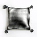 Axyaa Knitted Tassel Cushion Cover in Blue Orange Mustard Yellow Grey Ivory