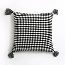 Axyaa Knitted Tassel Cushion Cover in Blue Orange Mustard Yellow Grey Ivory
