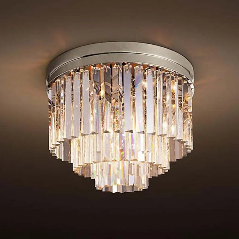 Axyaa Crystal Ceiling Flush Mount Light for Home and Hotel Decor