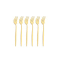 Axyaa Stainless Steel Tea Forks Set, Black Gold Mirror Cutlery Tableware