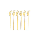 Axyaa Stainless Steel Tea Forks Set, Black Gold Mirror Cutlery Tableware