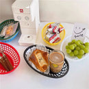 Axyaa Oval Plastic Food Baskets Set of 4 - Colorful Reusable Serving Plates