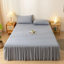 Axyaa Solid Color Bed Skirt with Elastic Band, Queen/King Size, Brushed Fabric
