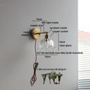 Axyaa Gold LED Crystal Glass Wall Sconce - Modern Nordic Bedroom Balcony Lamp