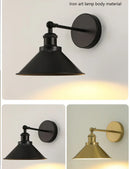 Axyaa Adjustable Retro Wall Sconce Bedside Lamp Black Brass Iron Shade