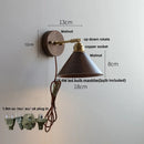 Axyaa Copper Lampshade LED Wall Sconce Walnut Wood Mirror Light