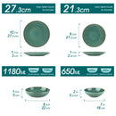Axyaa Stoneware Tableware Set in Green Karst Embossing for 4/8/12