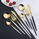 Axyaa Gold Stainless Steel Cutlery Set, 30Pcs Western Tableware Fork Knife Spoon Set