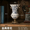 Axyaa Retro Blue & White Porcelain Vase: European Living Room Decor, Flower Arrangement