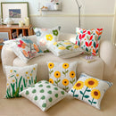 Axyaa Pastoral Flower Embroidery Pillowcase - Canvas Towel Sofa Cushion Cover