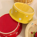 Axyaa Lace Polka Dot Ceramic Fruit Bowl | Cute Korean Style Dessert Dish