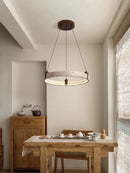 Axyaa Natural White Stone LED Chandelier Wood Deco Fixture