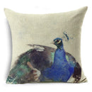 Axyaa Peacock Feather Linen Cushion Cover 45x45cm for Sofa Bed Decor