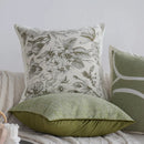 Axyaa Green Floral Throw Pillow Cover - 45X45 Square Cushion for Home Decor